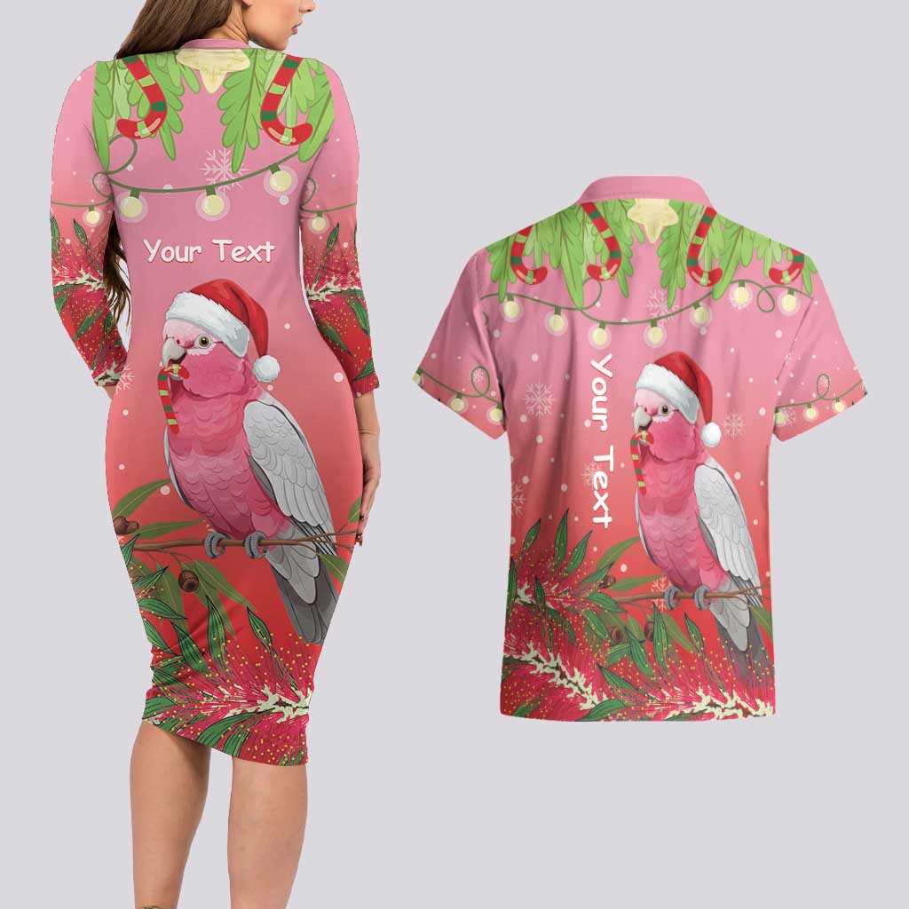 Personalised Galah Australia Christmas Couples Matching Long Sleeve Bodycon Dress and Hawaiian Shirt Merry Chrissie Bottlebrushes - Aussie Hoodie