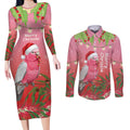 Personalised Galah Australia Christmas Couples Matching Long Sleeve Bodycon Dress and Long Sleeve Button Shirt Merry Chrissie Bottlebrushes - Aussie Hoodie
