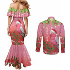 Personalised Galah Australia Christmas Couples Matching Mermaid Dress and Long Sleeve Button Shirt Merry Chrissie Bottlebrushes - Aussie Hoodie