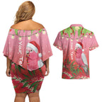 Personalised Galah Australia Christmas Couples Matching Off Shoulder Short Dress and Hawaiian Shirt Merry Chrissie Bottlebrushes - Aussie Hoodie