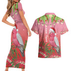 Personalised Galah Australia Christmas Couples Matching Short Sleeve Bodycon Dress and Hawaiian Shirt Merry Chrissie Bottlebrushes - Aussie Hoodie