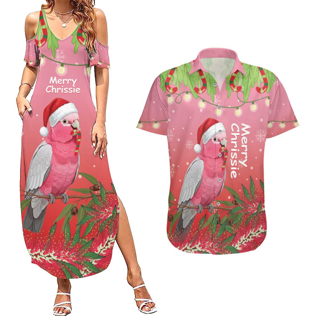 Personalised Galah Australia Christmas Couples Matching Summer Maxi Dress and Hawaiian Shirt Merry Chrissie Bottlebrushes - Aussie Hoodie