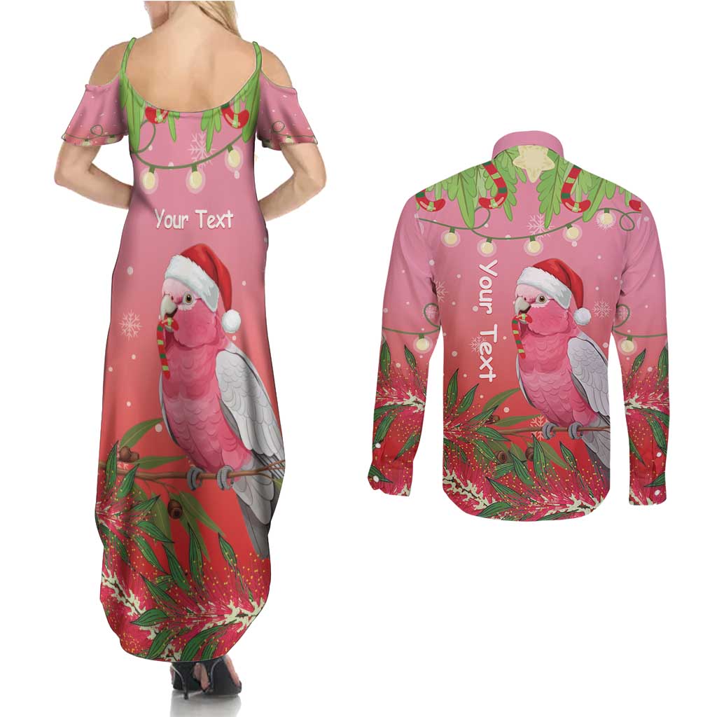 Personalised Galah Australia Christmas Couples Matching Summer Maxi Dress and Long Sleeve Button Shirt Merry Chrissie Bottlebrushes - Aussie Hoodie