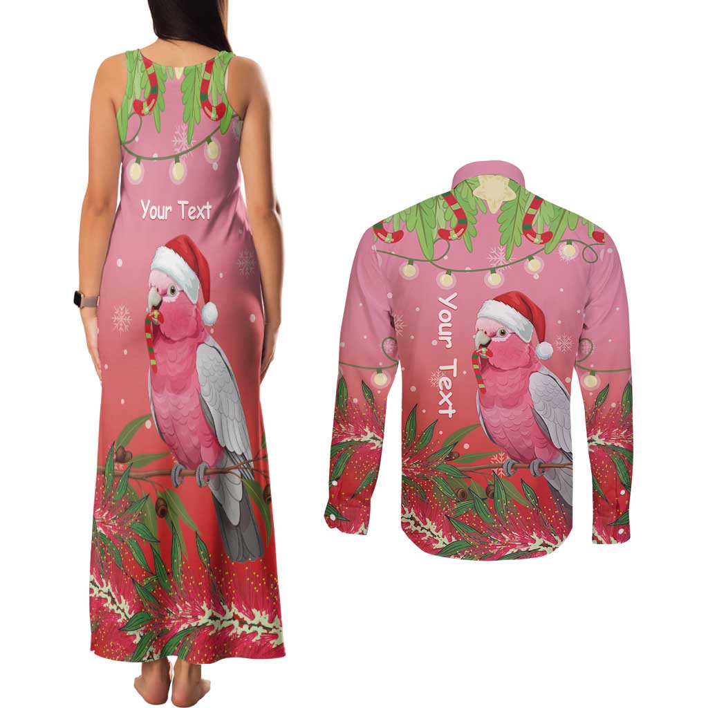 Personalised Galah Australia Christmas Couples Matching Tank Maxi Dress and Long Sleeve Button Shirt Merry Chrissie Bottlebrushes - Aussie Hoodie