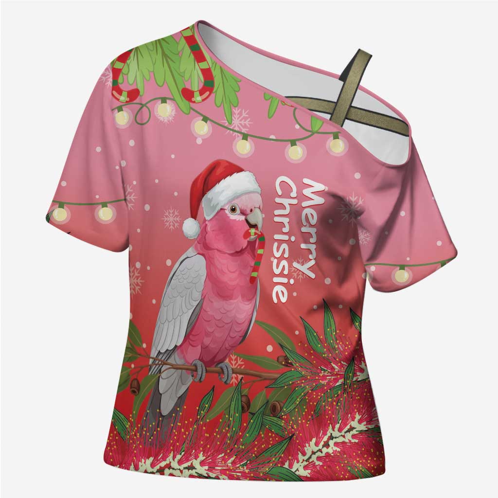 Personalised Galah Australia Christmas Cross Shoulder Shirt Merry Chrissie Bottlebrushes - Aussie Hoodie