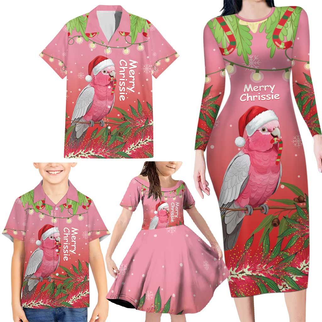 Personalised Galah Australia Christmas Family Matching Long Sleeve Bodycon Dress and Hawaiian Shirt Merry Chrissie Bottlebrushes - Aussie Hoodie