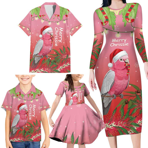 Personalised Galah Australia Christmas Family Matching Long Sleeve Bodycon Dress and Hawaiian Shirt Merry Chrissie Bottlebrushes - Aussie Hoodie