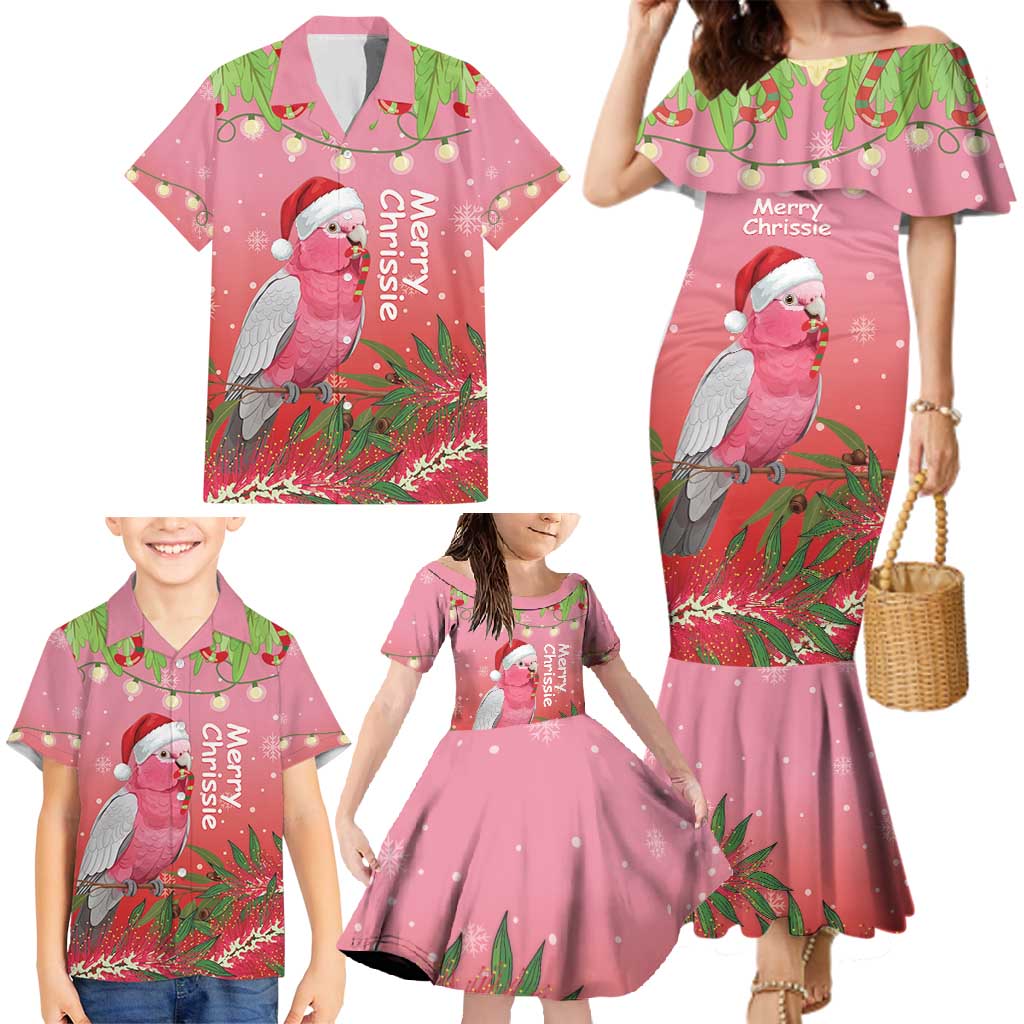 Personalised Galah Australia Christmas Family Matching Mermaid Dress and Hawaiian Shirt Merry Chrissie Bottlebrushes - Aussie Hoodie