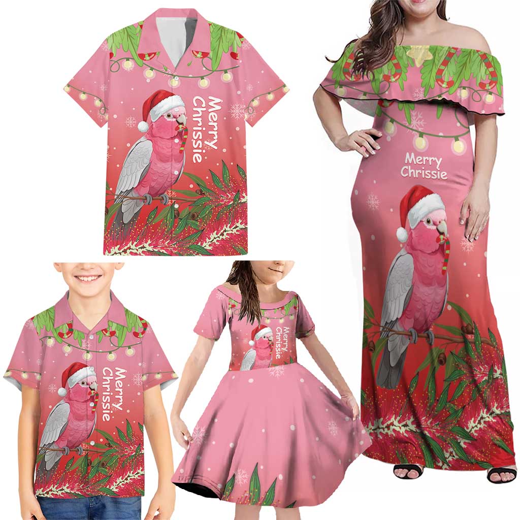 Personalised Galah Australia Christmas Family Matching Off Shoulder Maxi Dress and Hawaiian Shirt Merry Chrissie Bottlebrushes - Aussie Hoodie