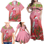 Personalised Galah Australia Christmas Family Matching Off Shoulder Maxi Dress and Hawaiian Shirt Merry Chrissie Bottlebrushes - Aussie Hoodie