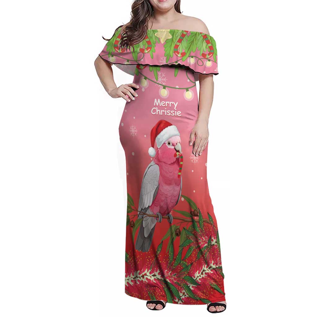 Personalised Galah Australia Christmas Family Matching Off Shoulder Maxi Dress and Hawaiian Shirt Merry Chrissie Bottlebrushes - Aussie Hoodie