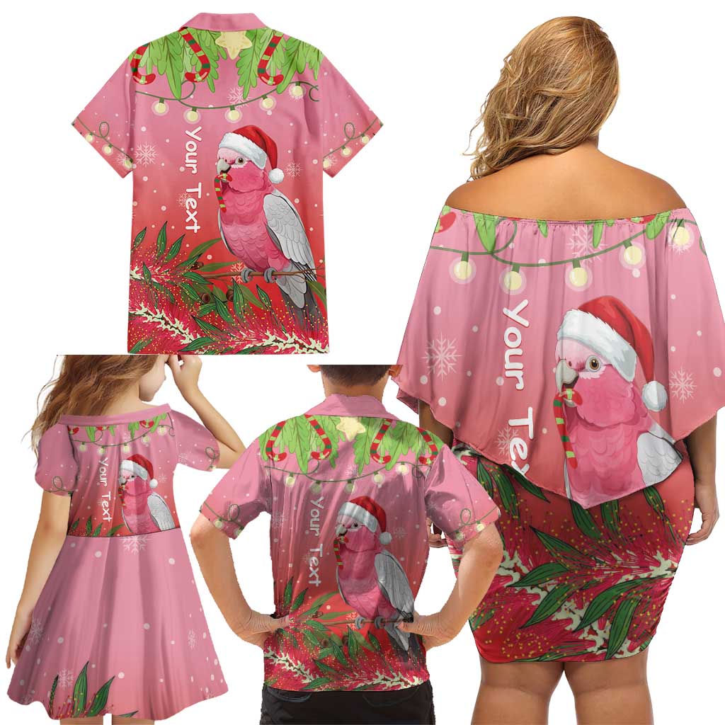 Personalised Galah Australia Christmas Family Matching Off Shoulder Short Dress and Hawaiian Shirt Merry Chrissie Bottlebrushes - Aussie Hoodie