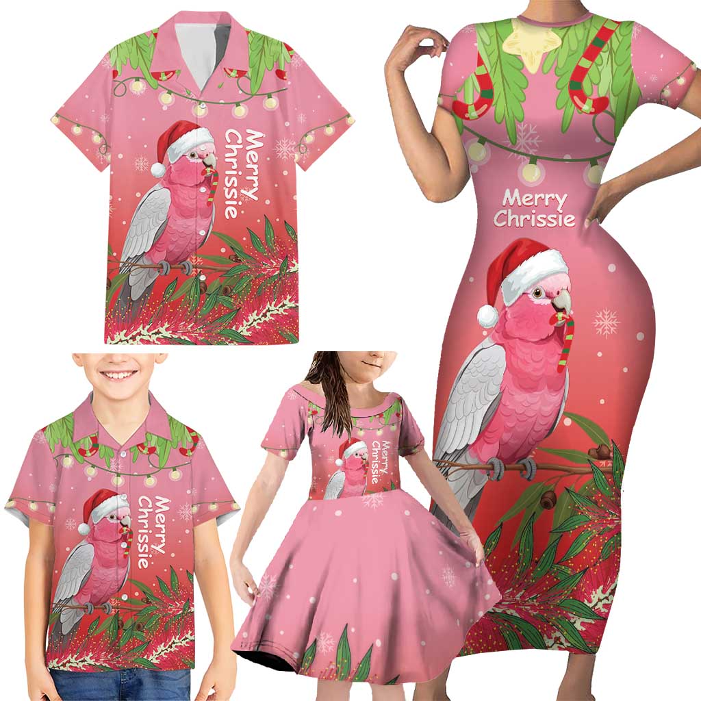 Personalised Galah Australia Christmas Family Matching Short Sleeve Bodycon Dress and Hawaiian Shirt Merry Chrissie Bottlebrushes - Aussie Hoodie