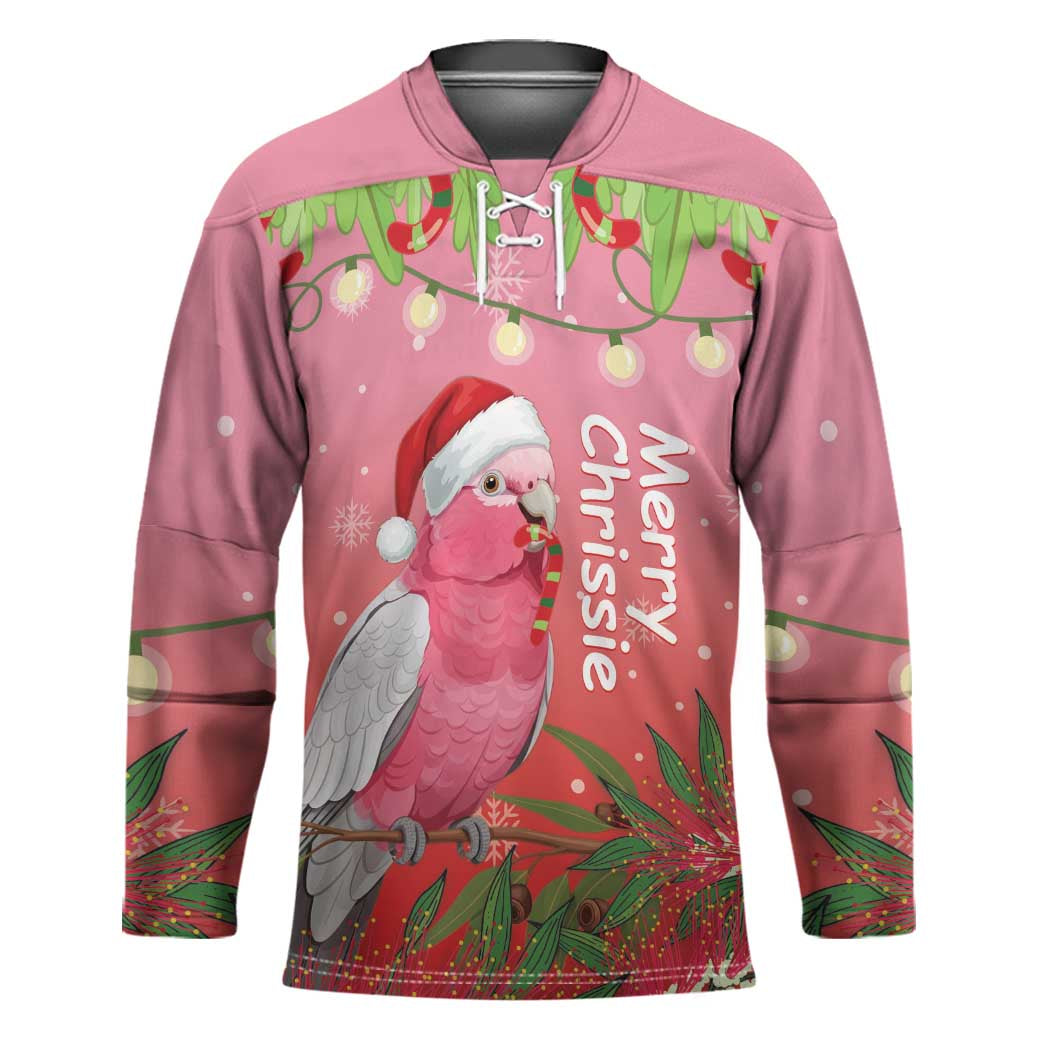 Personalised Galah Australia Christmas Hockey Jersey Merry Chrissie Bottlebrushes - Aussie Hoodie