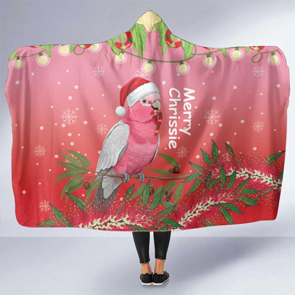Galah Australia Christmas Hooded Blanket Merry Chrissie Bottlebrushes - Aussie Hoodie