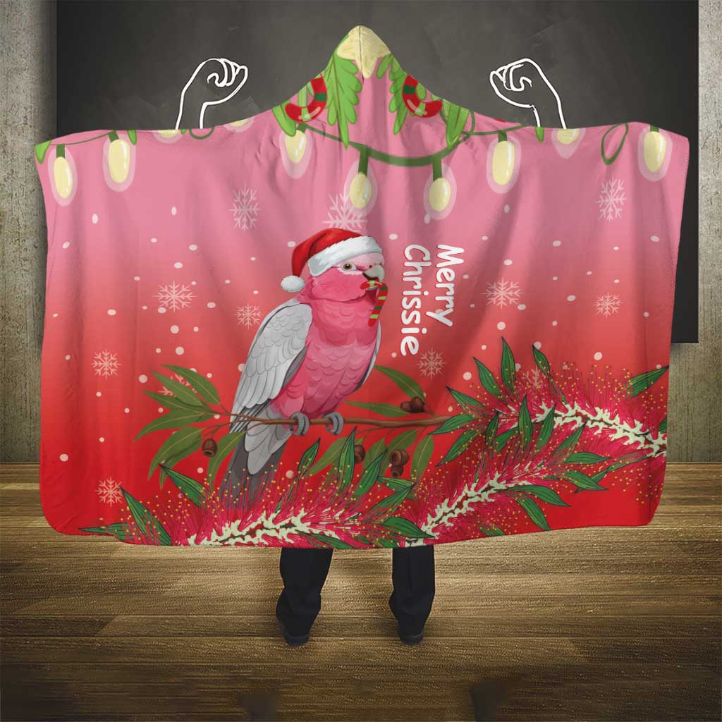 Galah Australia Christmas Hooded Blanket Merry Chrissie Bottlebrushes - Aussie Hoodie