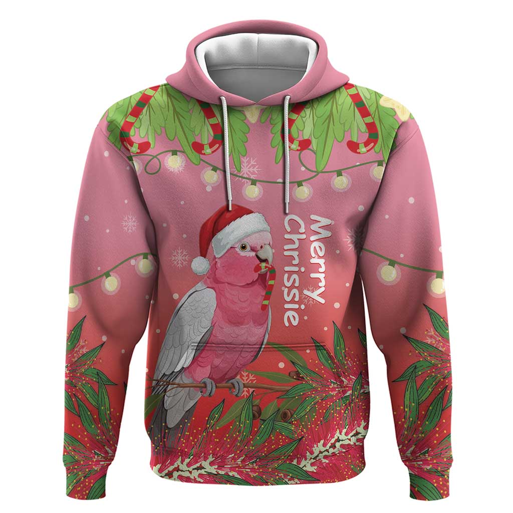 Personalised Galah Australia Christmas Hoodie Merry Chrissie Bottlebrushes - Aussie Hoodie
