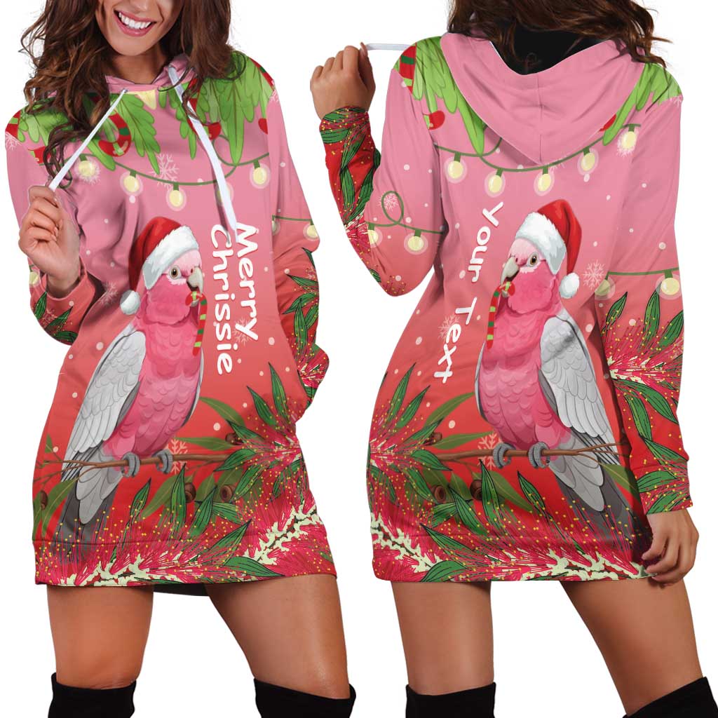 Personalised Galah Australia Christmas Hoodie Dress Merry Chrissie Bottlebrushes - Aussie Hoodie