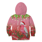 Personalised Galah Australia Christmas Kid Hoodie Merry Chrissie Bottlebrushes - Aussie Hoodie