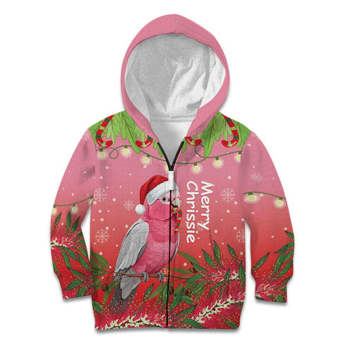 Personalised Galah Australia Christmas Kid Hoodie Merry Chrissie Bottlebrushes - Aussie Hoodie