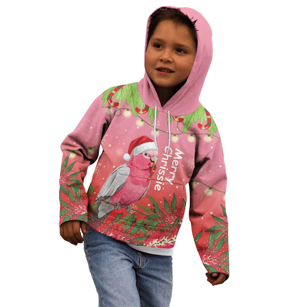 Personalised Galah Australia Christmas Kid Hoodie Merry Chrissie Bottlebrushes - Aussie Hoodie