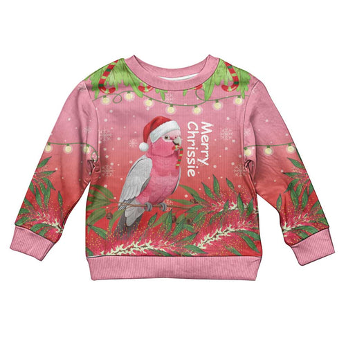 Galah Australia Christmas Kid Ugly Christmas Sweater Merry Chrissie Bottlebrushes - Aussie Hoodie