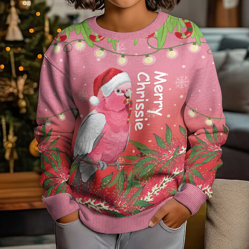Galah Australia Christmas Kid Ugly Christmas Sweater Merry Chrissie Bottlebrushes - Aussie Hoodie