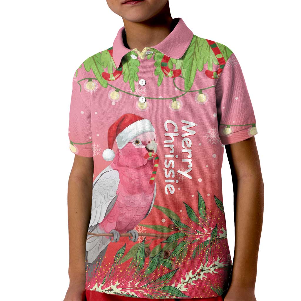 Personalised Galah Australia Christmas Kid Polo Shirt Merry Chrissie Bottlebrushes - Aussie Hoodie