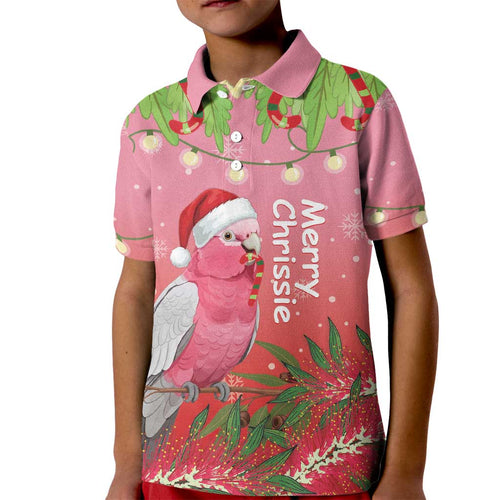 Personalised Galah Australia Christmas Kid Polo Shirt Merry Chrissie Bottlebrushes - Aussie Hoodie