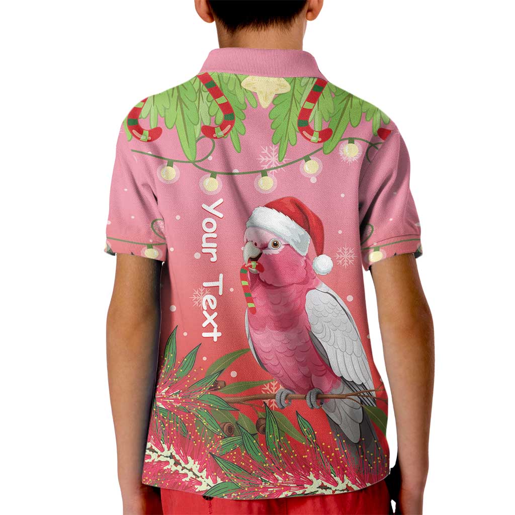Personalised Galah Australia Christmas Kid Polo Shirt Merry Chrissie Bottlebrushes - Aussie Hoodie