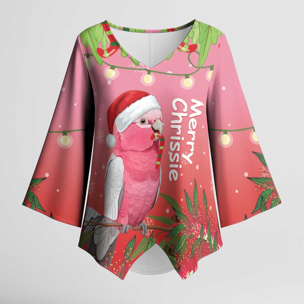 Personalised Galah Australia Christmas Kimono Sleeve Blouse Merry Chrissie Bottlebrushes - Aussie Hoodie