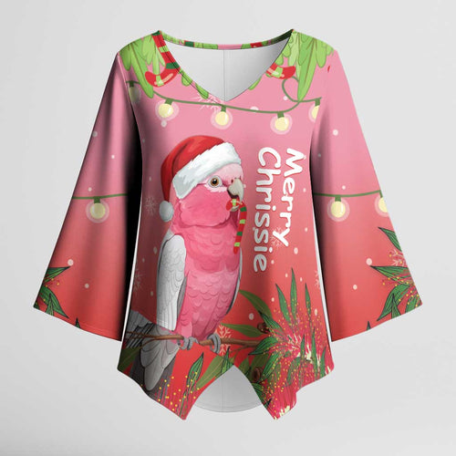 Personalised Galah Australia Christmas Kimono Sleeve Blouse Merry Chrissie Bottlebrushes - Aussie Hoodie