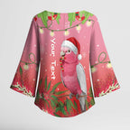 Personalised Galah Australia Christmas Kimono Sleeve Blouse Merry Chrissie Bottlebrushes - Aussie Hoodie