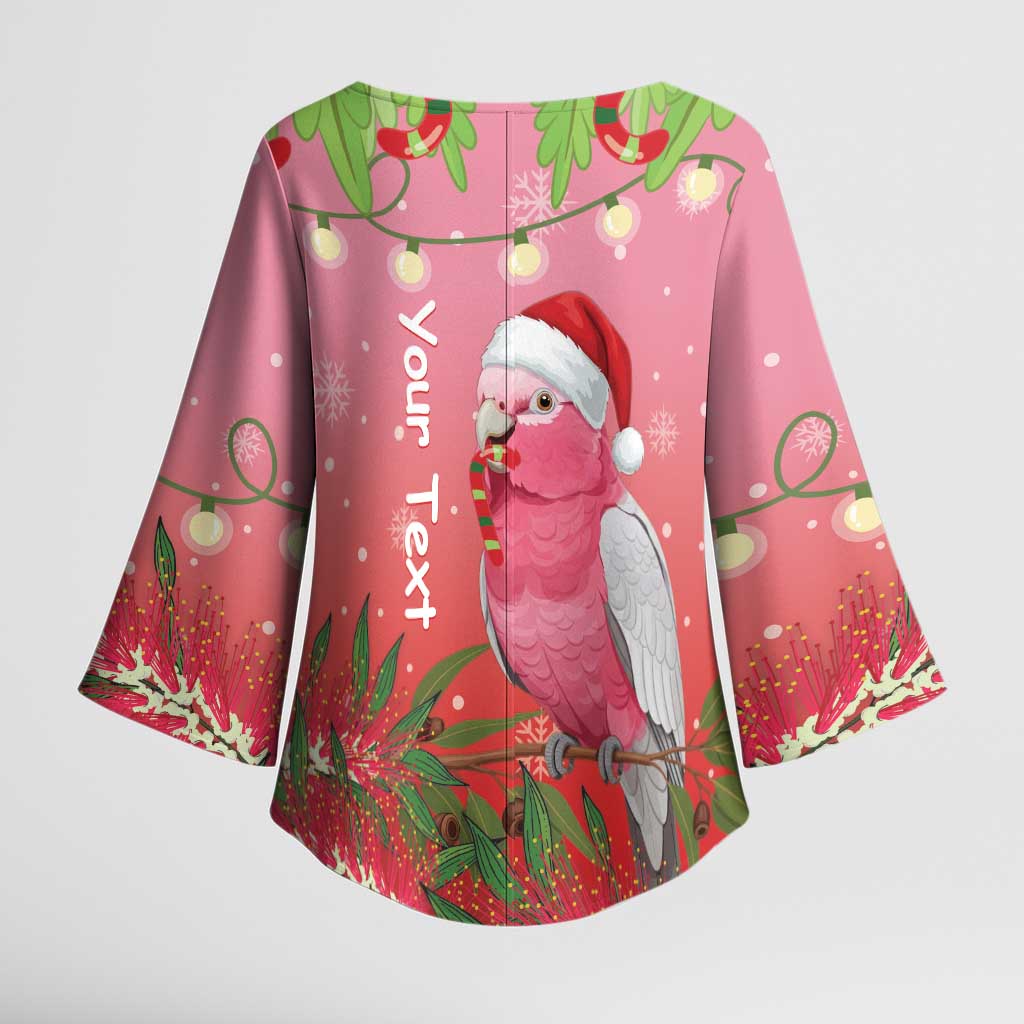 Personalised Galah Australia Christmas Kimono Sleeve Blouse Merry Chrissie Bottlebrushes - Aussie Hoodie