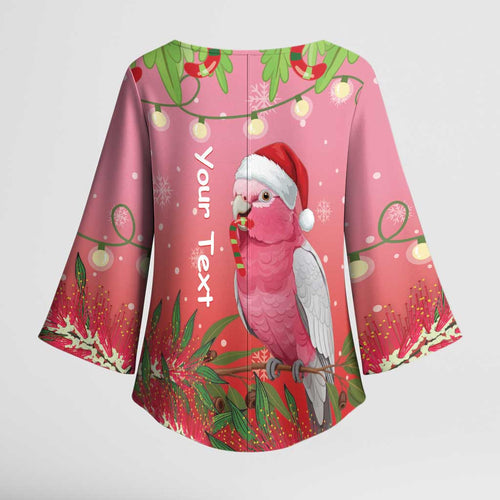 Personalised Galah Australia Christmas Kimono Sleeve Blouse Merry Chrissie Bottlebrushes - Aussie Hoodie