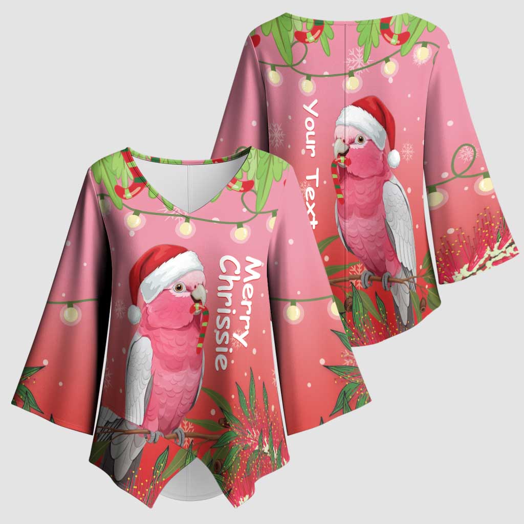 Personalised Galah Australia Christmas Kimono Sleeve Blouse Merry Chrissie Bottlebrushes - Aussie Hoodie