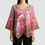 Personalised Galah Australia Christmas Kimono Sleeve Blouse Merry Chrissie Bottlebrushes - Aussie Hoodie