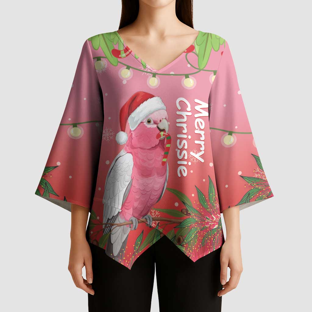 Personalised Galah Australia Christmas Kimono Sleeve Blouse Merry Chrissie Bottlebrushes - Aussie Hoodie