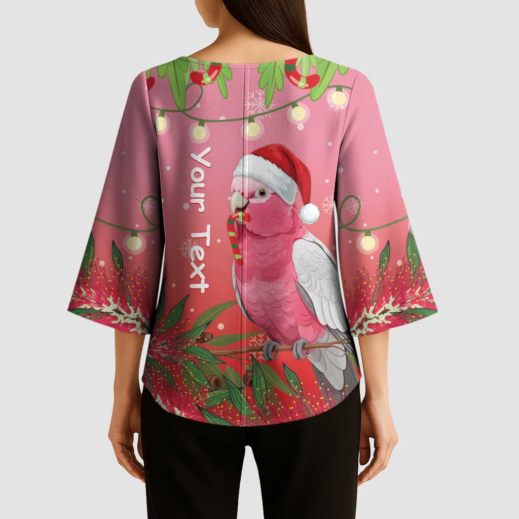 Personalised Galah Australia Christmas Kimono Sleeve Blouse Merry Chrissie Bottlebrushes - Aussie Hoodie