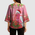 Personalised Galah Australia Christmas Kimono Sleeve Blouse Merry Chrissie Bottlebrushes - Aussie Hoodie
