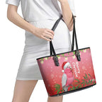 Galah Australia Christmas Leather Tote Bag Merry Chrissie Bottlebrushes - Aussie Hoodie