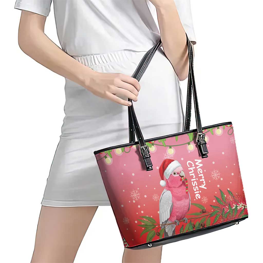 Galah Australia Christmas Leather Tote Bag Merry Chrissie Bottlebrushes - Aussie Hoodie
