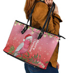 Galah Australia Christmas Leather Tote Bag Merry Chrissie Bottlebrushes - Aussie Hoodie