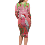 Personalised Galah Australia Christmas Long Sleeve Bodycon Dress Merry Chrissie Bottlebrushes - Aussie Hoodie