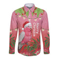 Personalised Galah Australia Christmas Long Sleeve Button Shirt Merry Chrissie Bottlebrushes - Aussie Hoodie