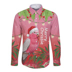 Personalised Galah Australia Christmas Long Sleeve Button Shirt Merry Chrissie Bottlebrushes - Aussie Hoodie