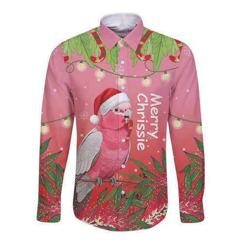 Personalised Galah Australia Christmas Long Sleeve Button Shirt Merry Chrissie Bottlebrushes - Aussie Hoodie