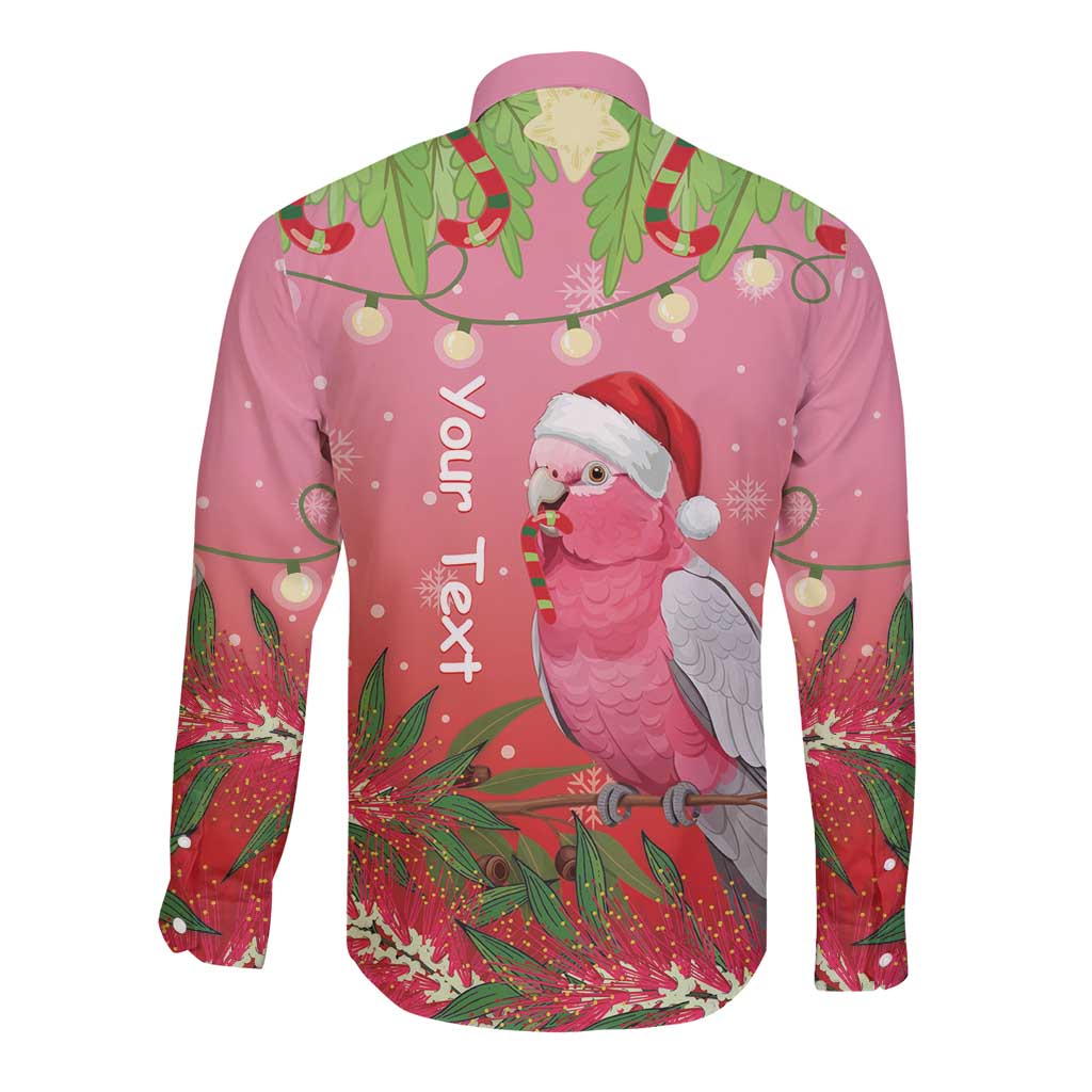 Personalised Galah Australia Christmas Long Sleeve Button Shirt Merry Chrissie Bottlebrushes - Aussie Hoodie
