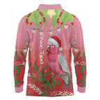 Personalised Galah Australia Christmas Long Sleeve Polo Shirt Merry Chrissie Bottlebrushes - Aussie Hoodie