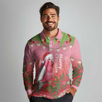Personalised Galah Australia Christmas Long Sleeve Polo Shirt Merry Chrissie Bottlebrushes - Aussie Hoodie